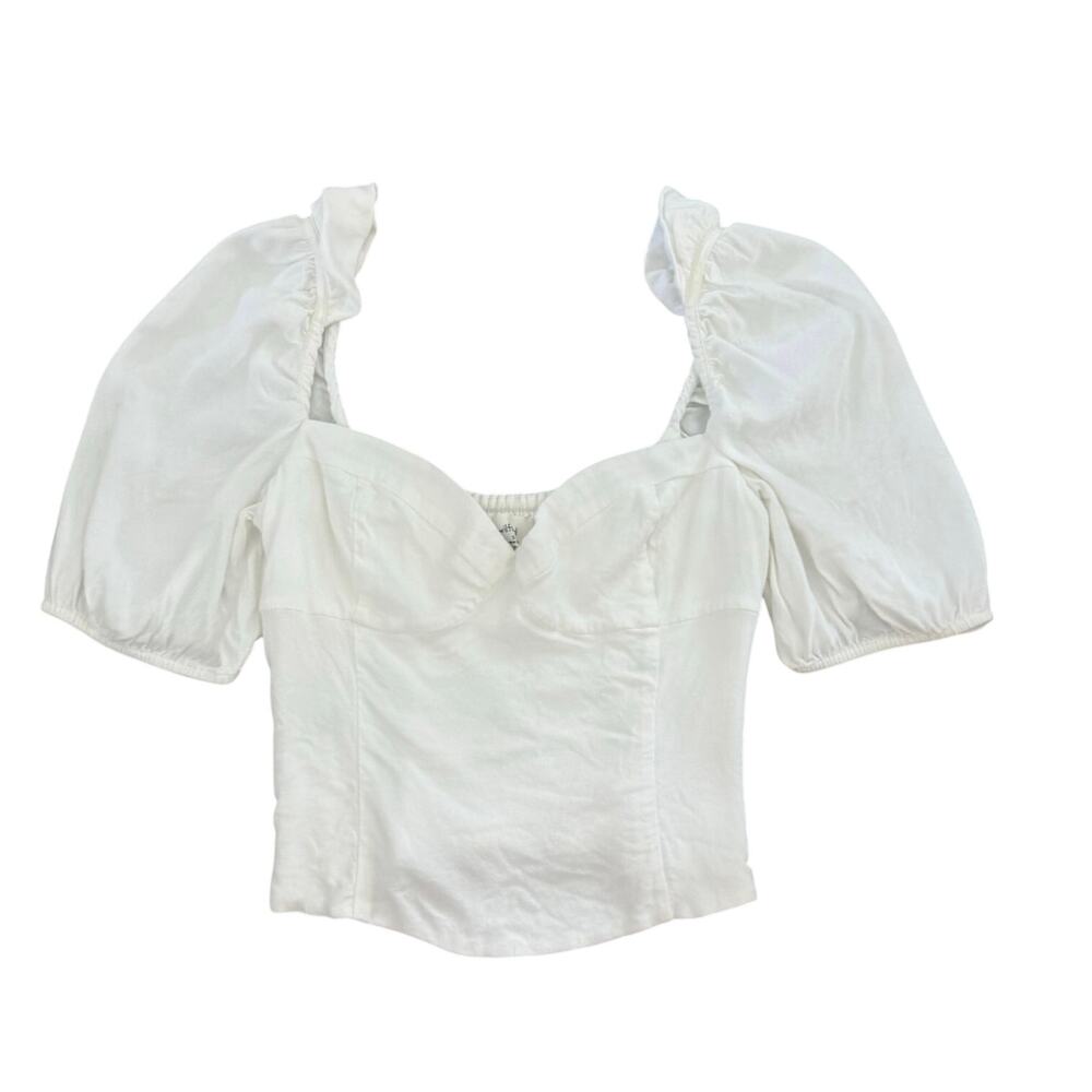 Artizia Wilfred Novella Puff Sleeve Blouse Size Small Ivory White NWOT
